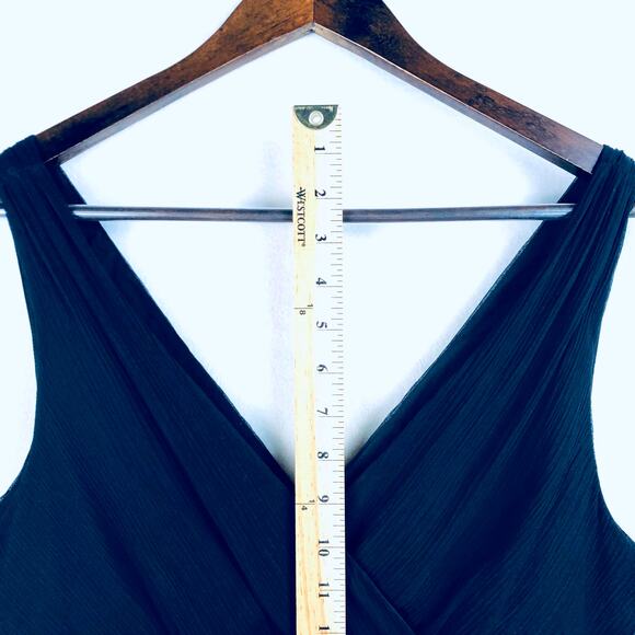 J.Crew V-Neck Front & Back Black Silk Sleeveless Cocktail Dress - Size 12 Y2K - Picture 12 of 14